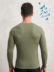 Men's Olive Green Long Sleeve T-Shirt