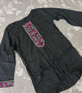 Embroidered black short kurti