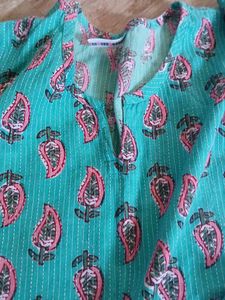 Teal Paisley Print Kurta