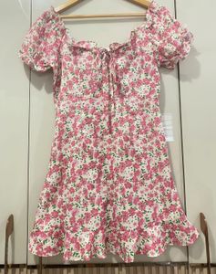 Floral Print Puff Sleeve Mini Dress
