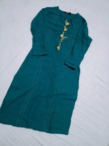 Teal Blue Kurta with Tassel Detail