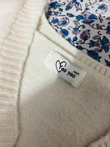 Cute Cream Cardigan with Pink Tiger Appliques