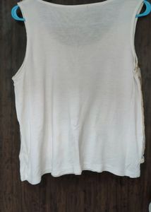 White &amp; Gold Floral Crop Top