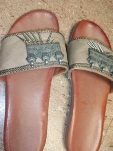 Embellished Tan Slides