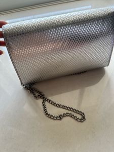 Silver Metallic Textured Clutch