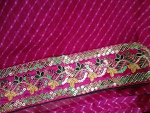 Embroidered Cotton Thread &amp; Sequins Work Designer