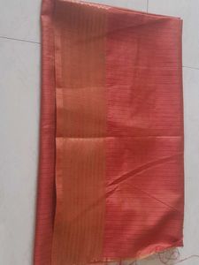 Elegant Orange Fabric/blouse piece Gold border
