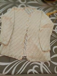 Cream Crochet Knit Cardigan