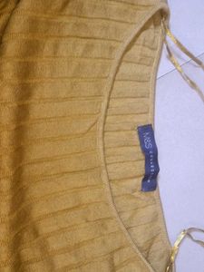 Mustard Yellow Pleated Knit Sweater
