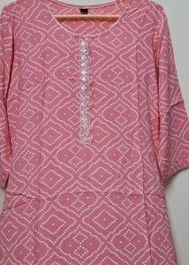 Pink Bandhani Print Kurta