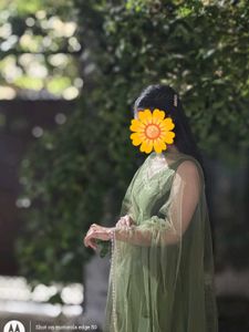 Olive Green Sleeveless Anarkali Kurta Set