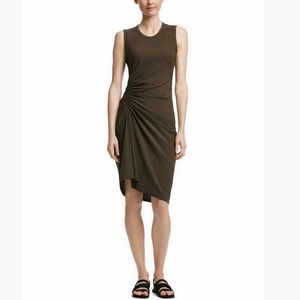 Olive Green Ruched Dress