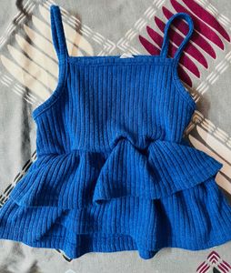 Blue Ruffled Spaghetti Strap Top