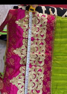 Anarkali Green Pink Party Wear Suit