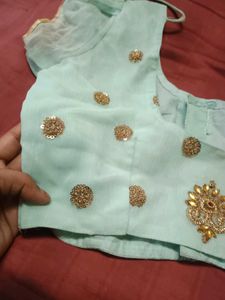 Beautiful Mint Green saree with boluse