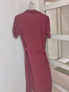 Stylish Maroon Shirt Dress with Belt