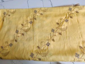 Beautiful Yellow Embroidered Saree