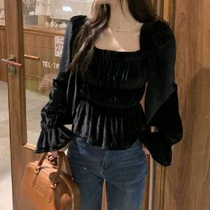 Korean Velvet Peplum Top