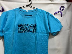 Blue T-Shirt with Zebra Print