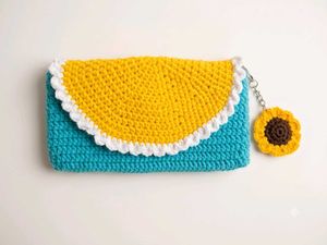 Handmade Crochet Clutch with Sunflower Charm