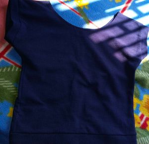 Casual Navy Blue Crop T-Shirt