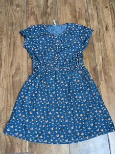 Cute Floral Denim Dress