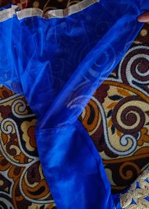 "Royal Blue Designer Blouse with Heavy Golden Embr
