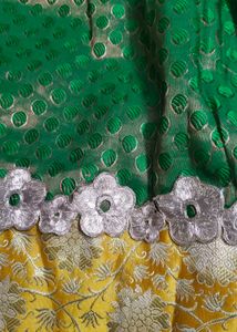 Green &amp; Yellow Pattu-Pavadai Set 5-6years