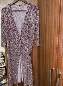 Patterned Wrap Dress🩵