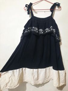 Black Embroided Off Shoulder Frock Size M To L