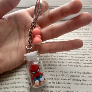 Spiderman &amp; Pink Bear Keychain