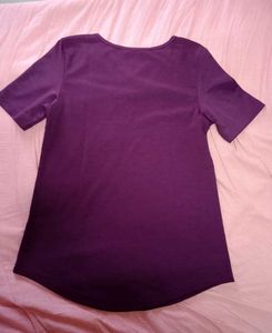 Stylish Criss-Cross Neck Purple T-Shirt
