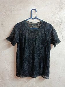 Elegant Black Lace Top Layered