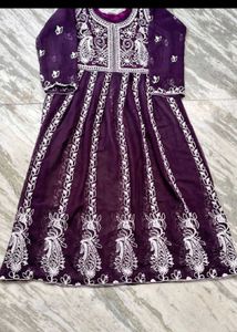 Elegant Purple Embroidered Gown