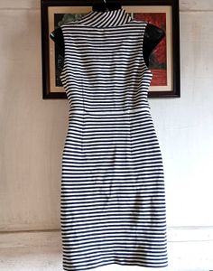 Striped Mock Neck Sleeveless Dress