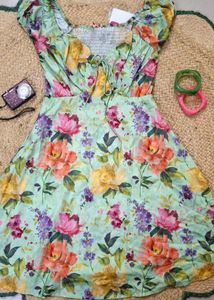୨୧ Whimsical Floral Milkmaid Mini Dress ୨୧