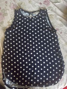 Navy Blue Polka Dot Sleeveless Top