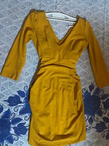 Yellow Shorts Bodycon Dress.M Size