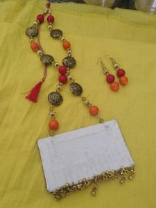 Unique Handpainted Pendant Necklace &amp; Earrings Set
