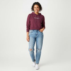 Burgundy Cropped Hoodie