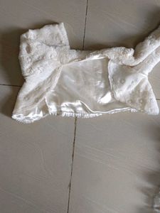 Cream Faux Fur Dress with Bolero