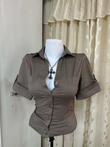 Chic Taupe Button-Up Shirt
