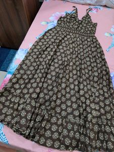 Brand New Brown Printed Maxi Dress | Flowy Boho