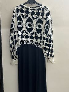 Boho Black Maxi Dress with Crochet Overlay