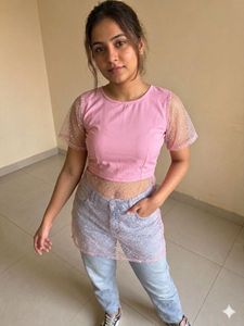 Sparkly Sheer Overlay Crop Top