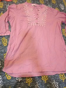 Pink Embroided Short Kurti