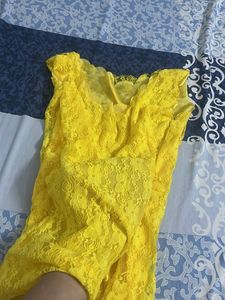 Vibrant Yellow Lace Blouse