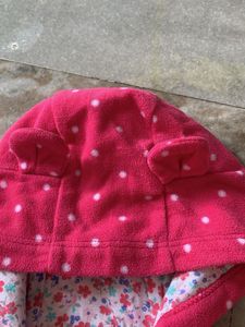 Cute Pink Polka Dot Fleece Onesie