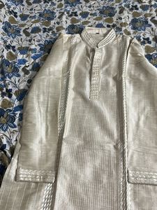 Off-white Golden Kurta Set With Churidhar