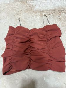 Stylish Ruched Chain Strap Top